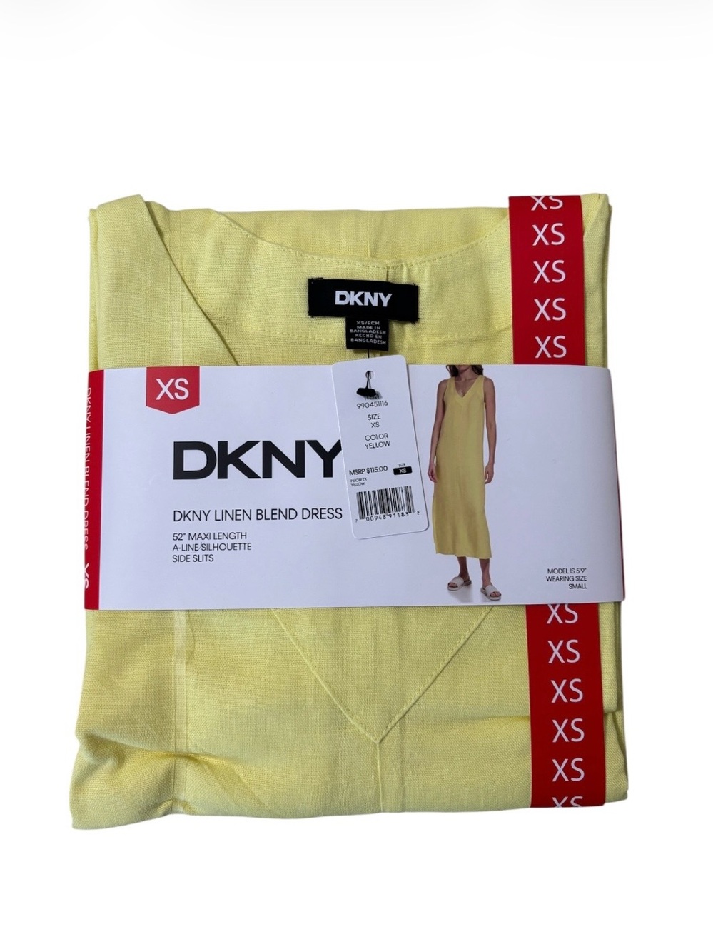 DKNY Yellow Linen-Blend Maxi Dress